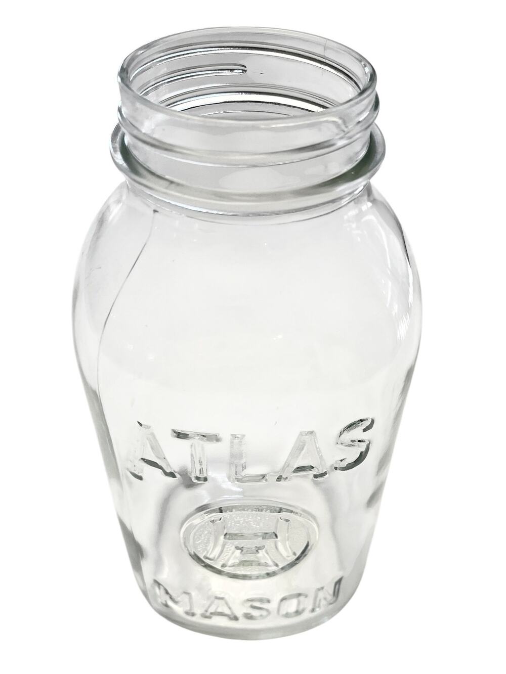 Vintage ATLAS MASON JAR Clear Glass WITHOUT LID 9.5"